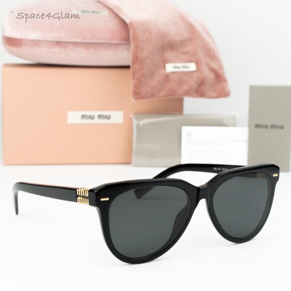 BRAND NEW Miu Miu MU12ZS 16K5S0 Black Grey Phantos Unisex Sunglasses 0MU 12ZS - Picture 1 of 8